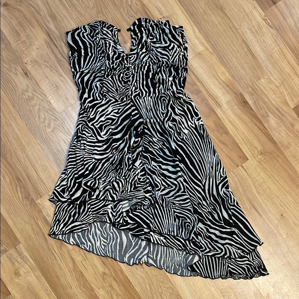 Zebra Print Women's hi lo mini Bebe Dress Circa 2002